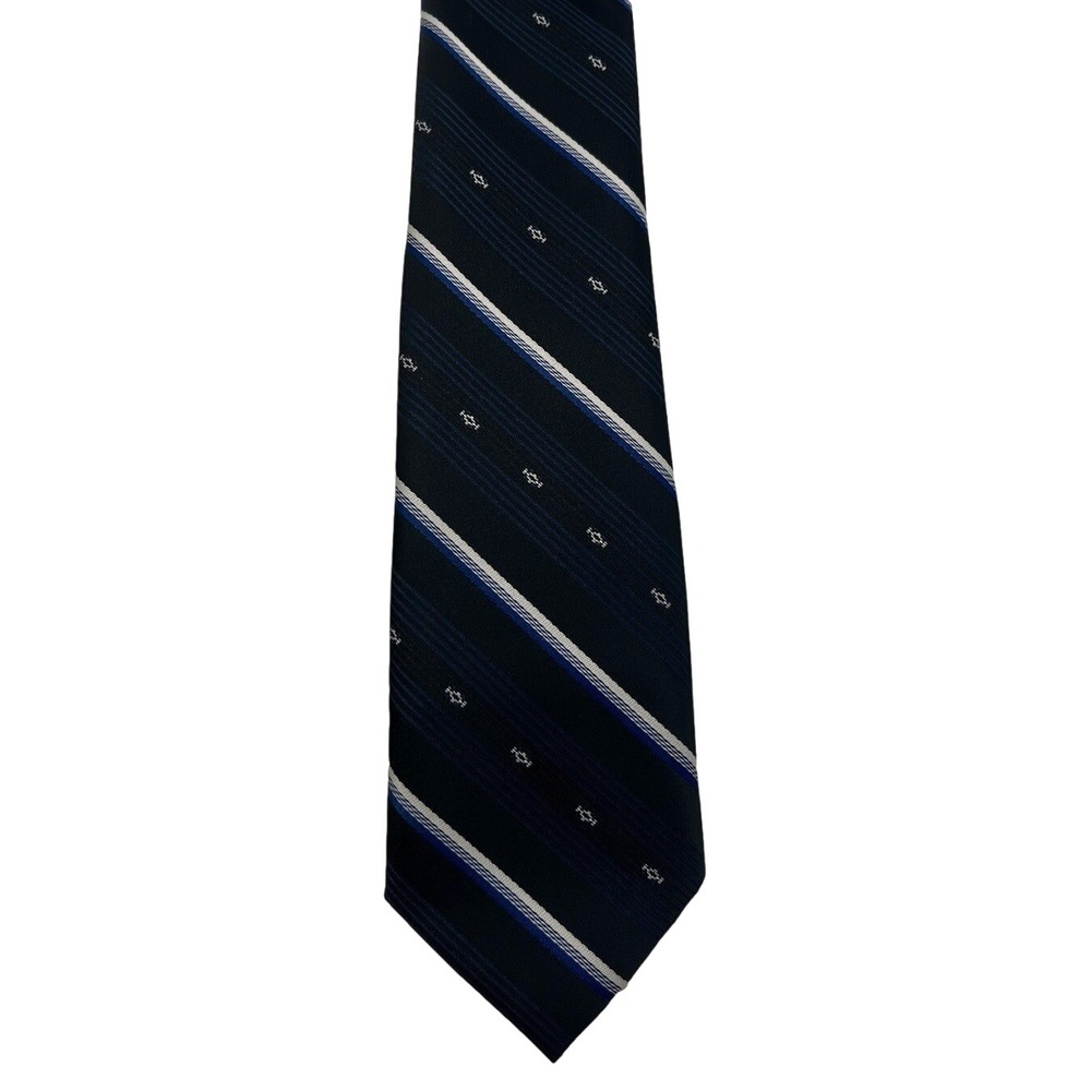 John‎ Blair Menswear Neck Tie 100% Dacron Polyester Vintage Striped Blue White
